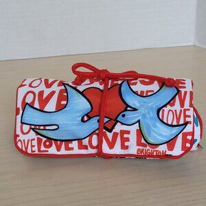 Brighton Love Doves Fabric Jewelry Organizer Travel Roll Up Pouch Bag